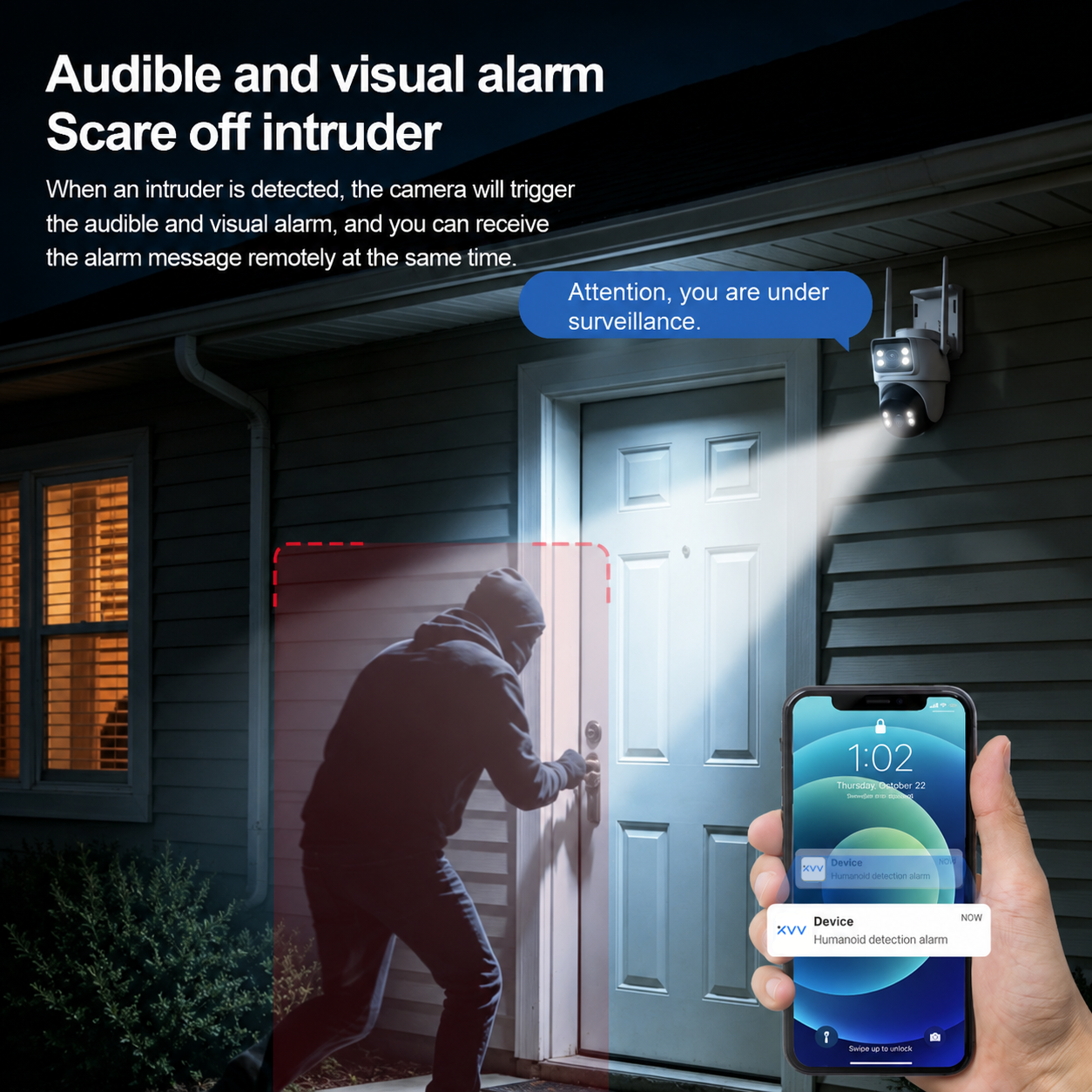 XIAOVV P9 Smart 4MP PTZ WiFi-Kamera mit Bewegungsscheinwerfern